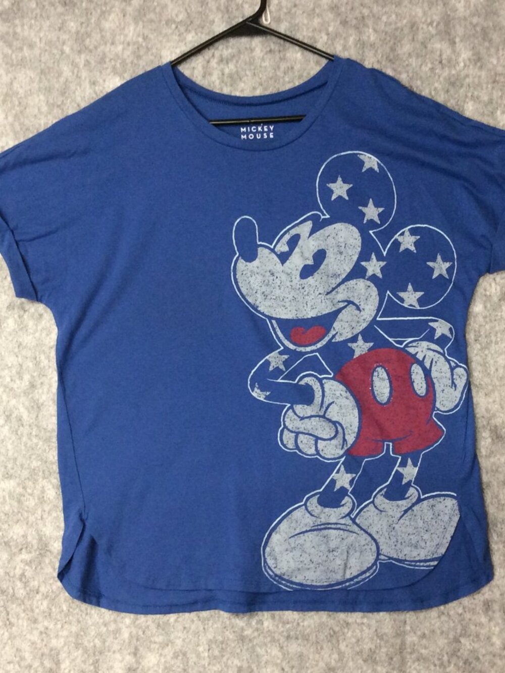 WDW Blue T shirt Walt Disney World Mickey Mouse Aged Look Short Sleeve Large